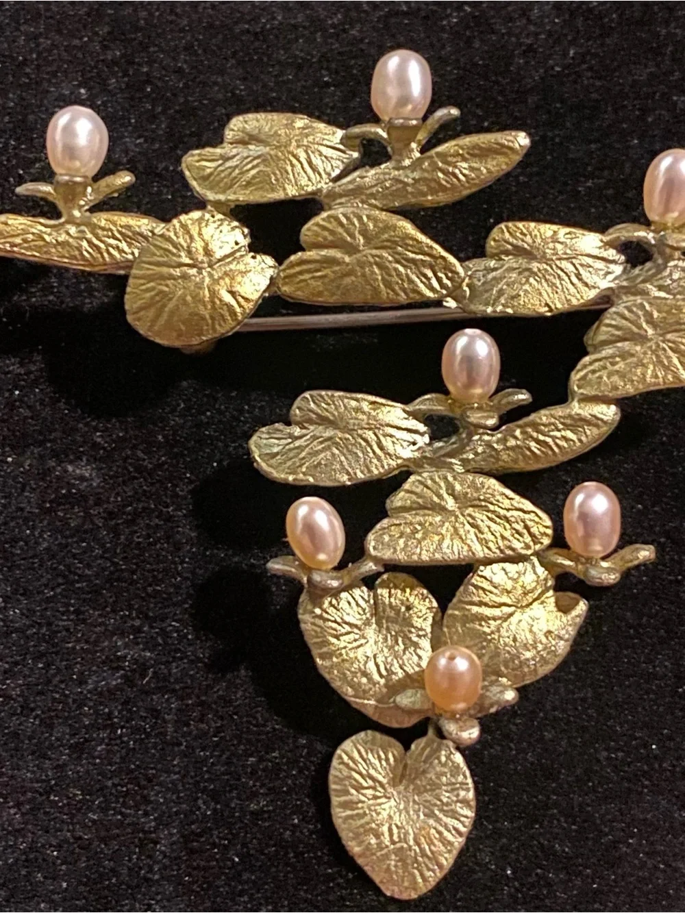 Michael Michaud Water Lily Pad Pearl Brooch